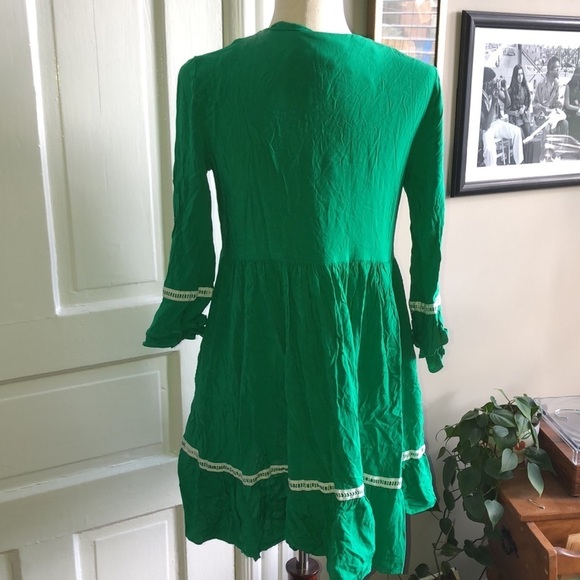 Violet Weekend 3/4 Ruffle Sleeve V Neck Mini Peasant Dress - Picture 6 of 8